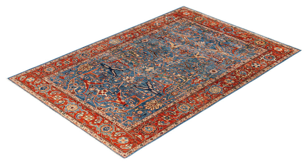 Serapi One-of-a-Kind Hand-Knotted Area Rug Light Blue, 6'1" x 9'0"