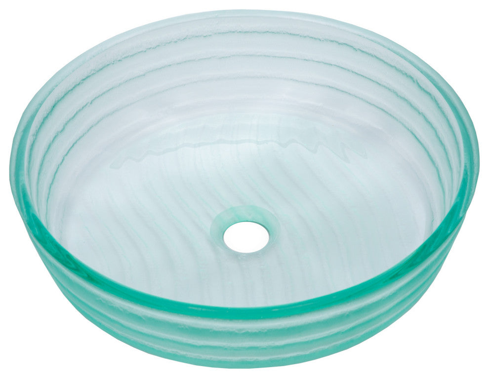 Eden Bath EB_GS52 Clear Round Flat Bottom Embossed Glass Vessel Sink