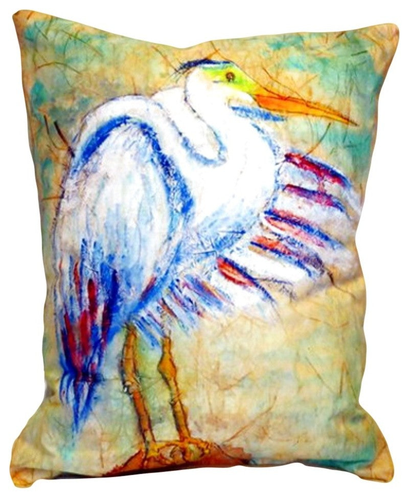 Egret on Rice No Cord Pillow - Set of Two 16x20
