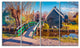 Dutch Buildings in Zaanstad Village, Landscape Canvas Print, 48"x28", 4 Panels
