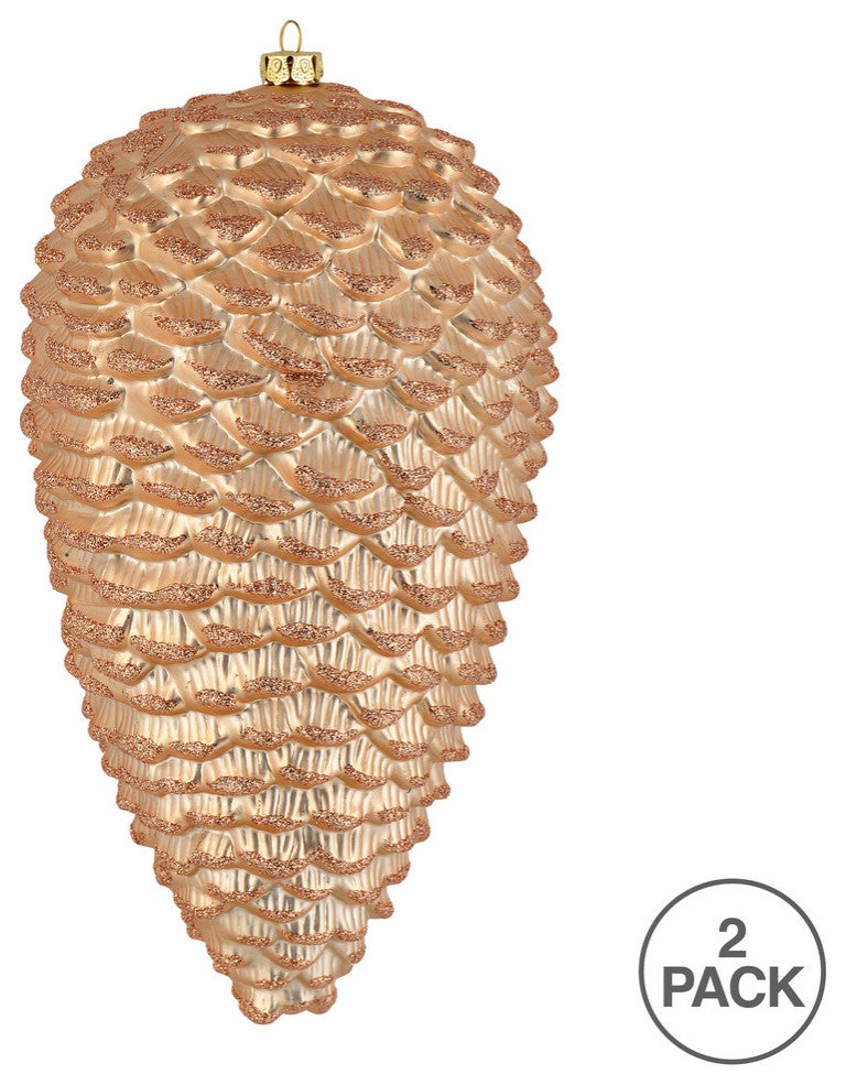 Vickerman N187380D 10" Cafe Latte Matte Glitter Pinecone Christmas Ornament