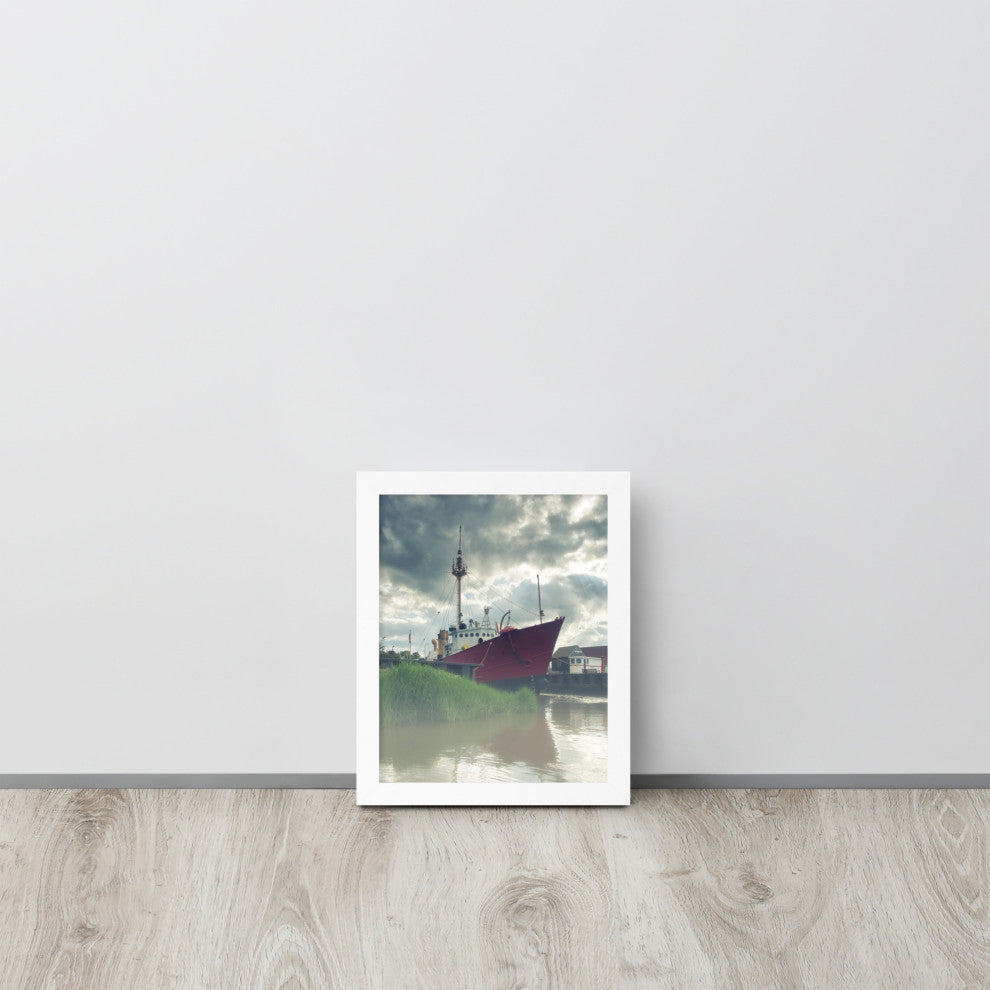 Foggy River Coastal Landscape Framed Photo Paper Wall Art Prints, White, 8" X 10"