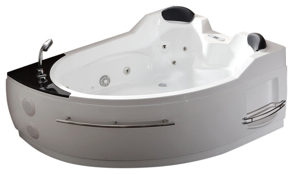 5.5 Ft Left Corner Acrylic White Whirlpool Bathtub For Two