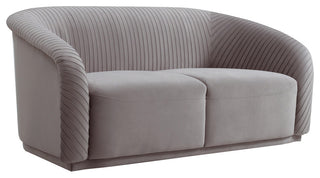 TOV Furniture Yara Pleated Grey Velvet Loveseat