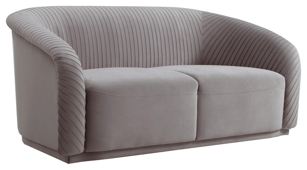 TOV Furniture Yara Pleated Grey Velvet Loveseat
