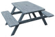 Pressure Treated Pine Picnic Table with Attached Benches, Gray Stain, 5 Foot, With Umbrella Hole