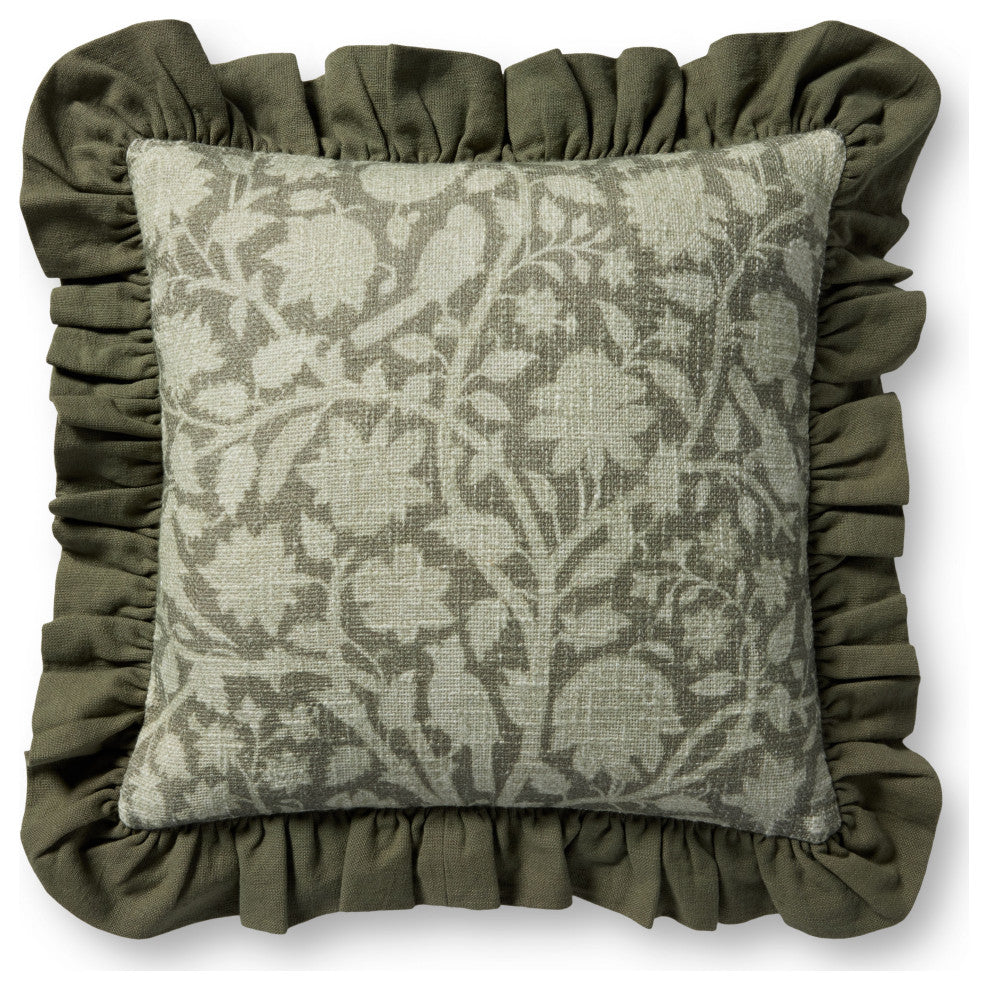 Chris Loves Julia x Loloi Kathleen Green 18'' x 18'' Cover, Poly Pillow