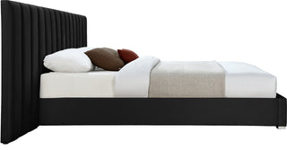 Pablo Velvet Upholstered Bed, Black, Queen