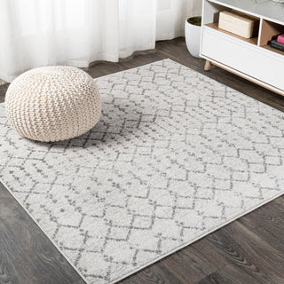 Moroccan HYPE Boho Vintage Diamond Cream/Gray 9' Square Area Rug
