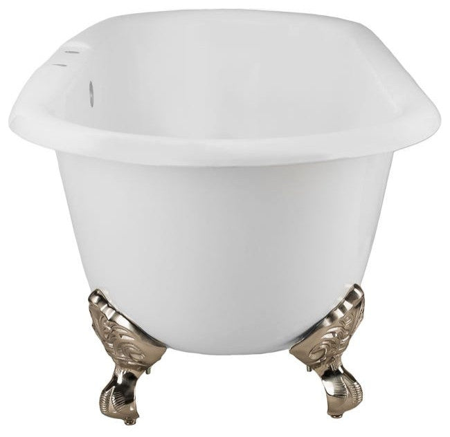 Kensington 66 Inch Cast Iron Double Ended Clawfoot Tub - Rim Faucet Drillings