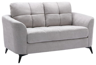 Callie Woven Fabric Loveseat, Light Gray