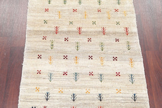 Consigned, Oriental Gabbeh Persian Style Area Rug Hand-Knotted, Beige, 4'9"X3'6"