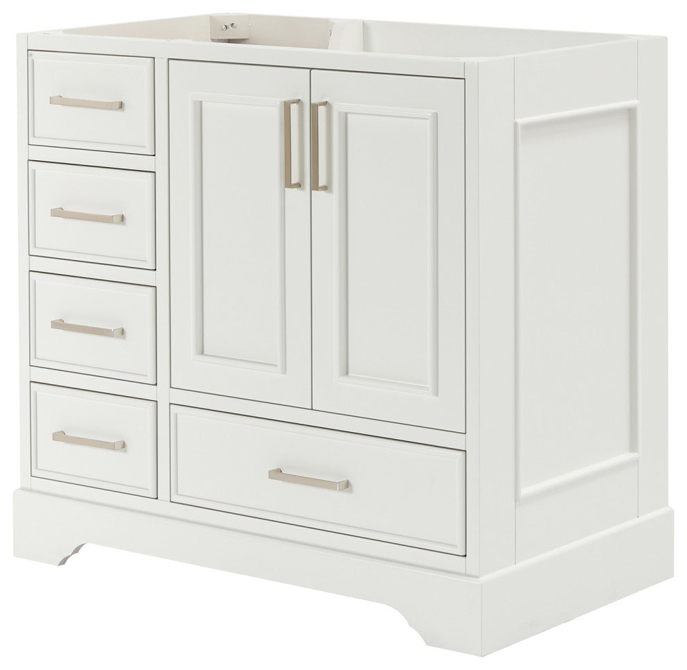 Ariel Stafford 36" Single Right Offset Sink Bathroom Vanity Base, White
