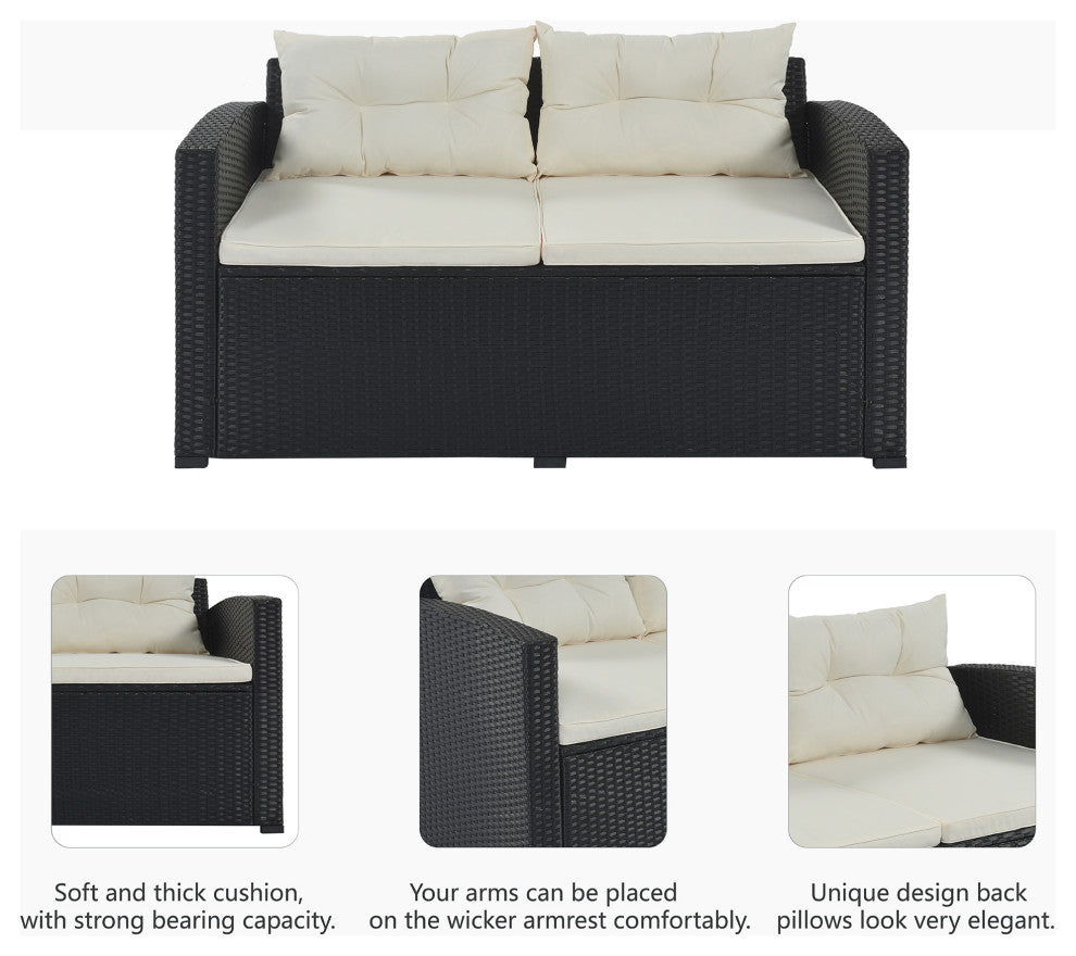 9-Piece Outdoor Wicker Reversible Patio Sectional Sofa With Cushions