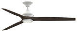 Fanimation Spitfire 64" Fan/LED Light, matte White, Matte White/Dark Walnut Wood Blades