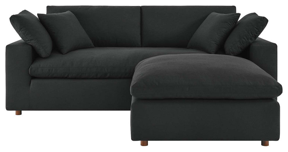 Commix Down Filled Overstuffed Sectional Sofa - Black