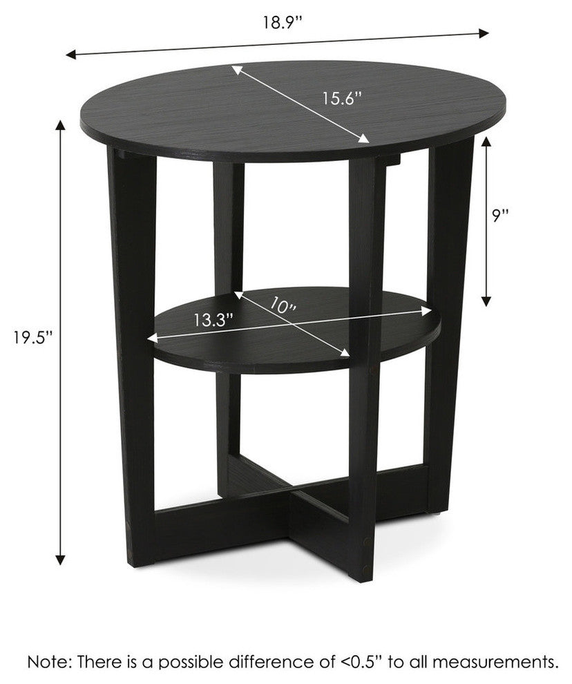Furinno Round End Table, Walnut