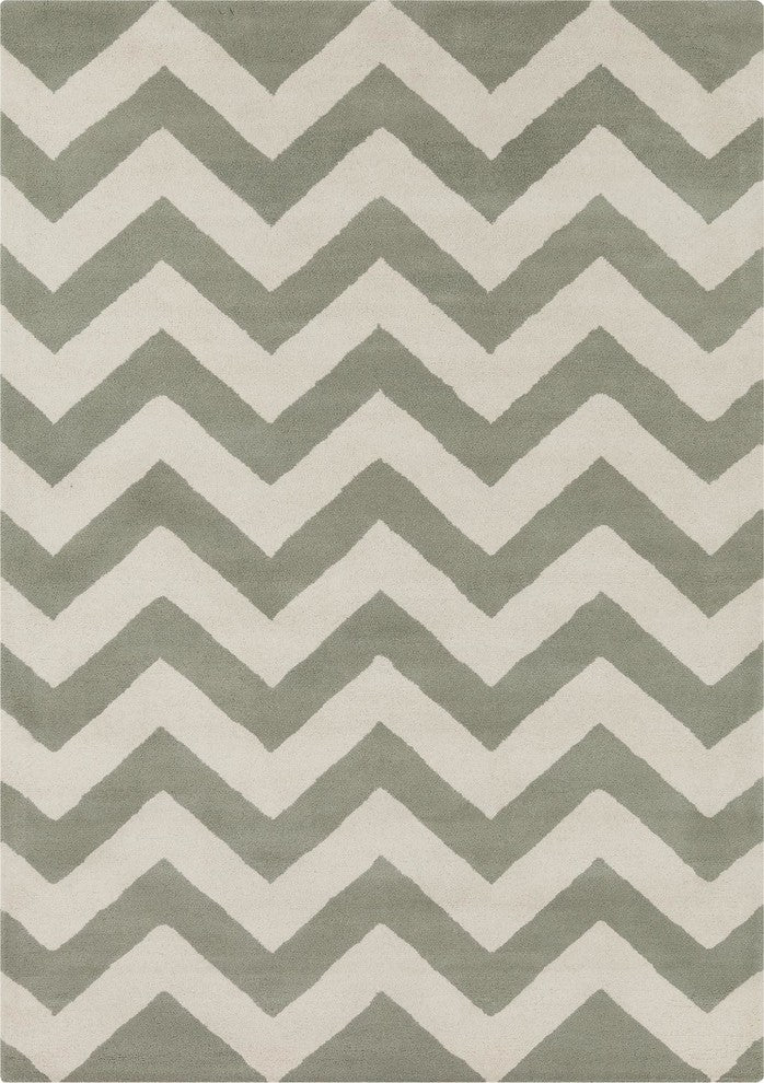 Davin Contemporary Area Rug, Gray and White, 5'x7'