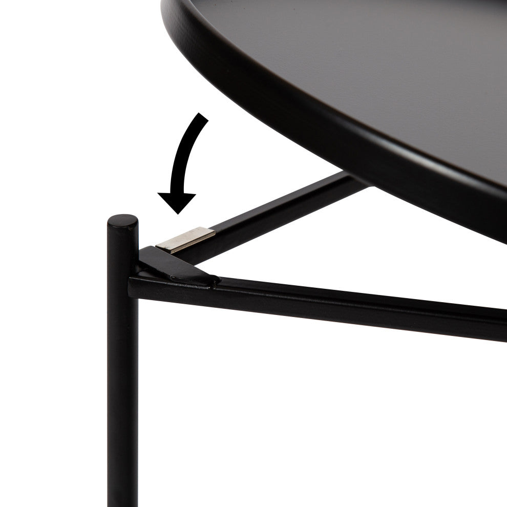 Kate and Laurel 2-Piece Ulani Nested Round Metal End Table Set, Black