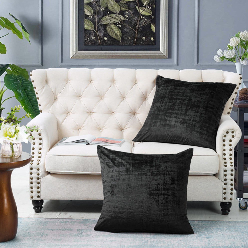 Velvet 2 Piece Euro Pillow Cover Set, Peat, 2 Piece, 26"x26"