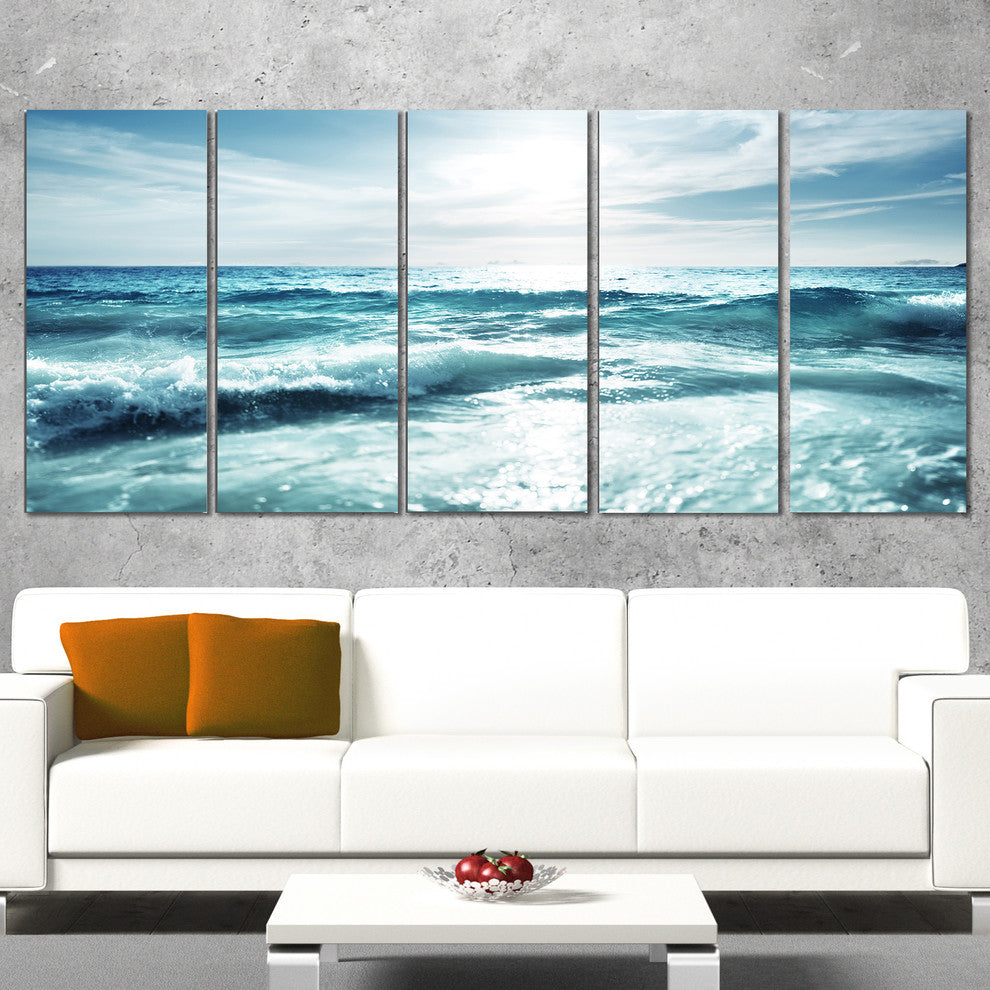 "Seychelles Beach at Sunset" Canvas Print, 5 Panels