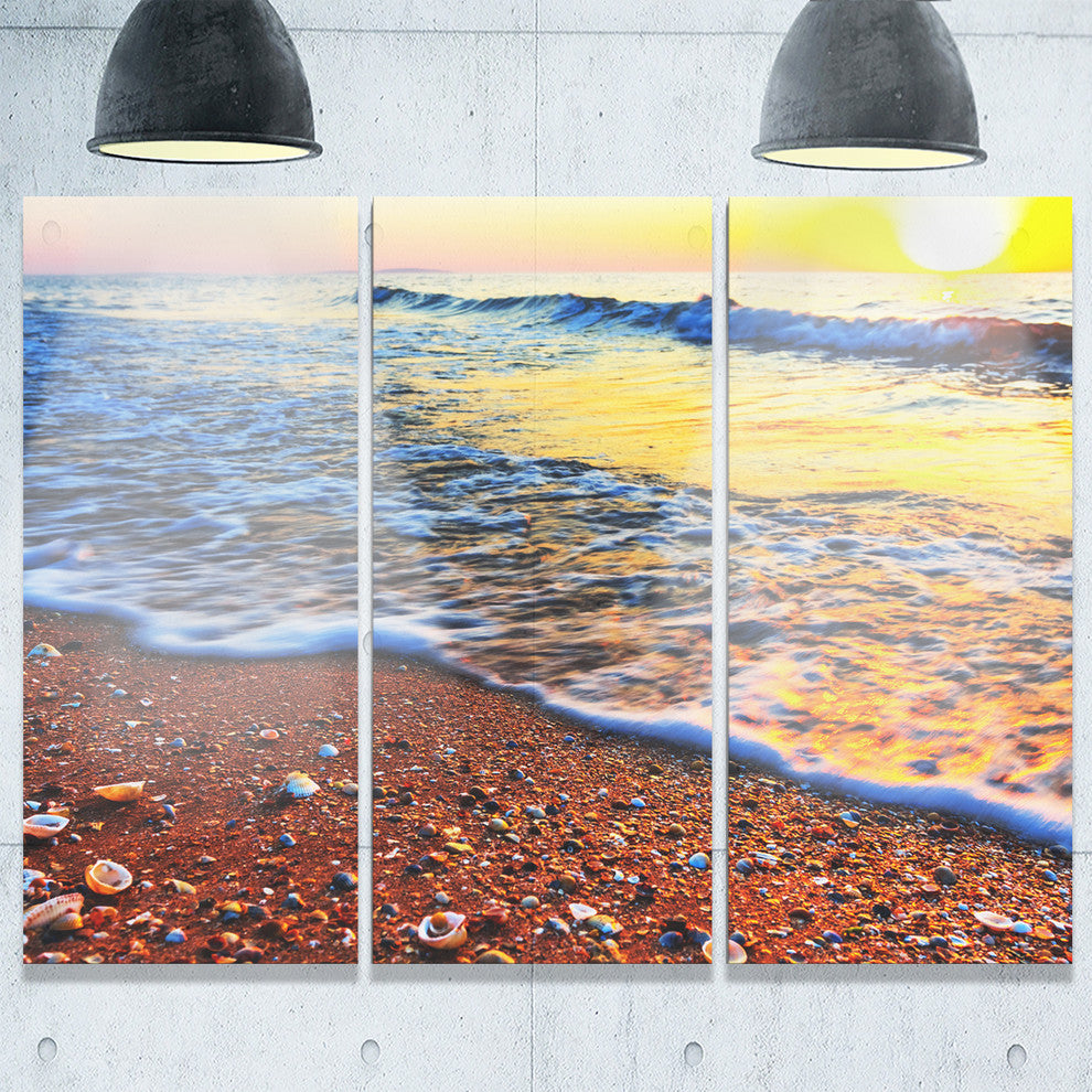 "Sunset Reflecting in Blue Waves" Metal Wall Art, 3 Panels, 36"x28"