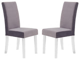 Dalia Modern and Dining Chair in Gray Velvet w/ Acrylic Legs - Set of 2