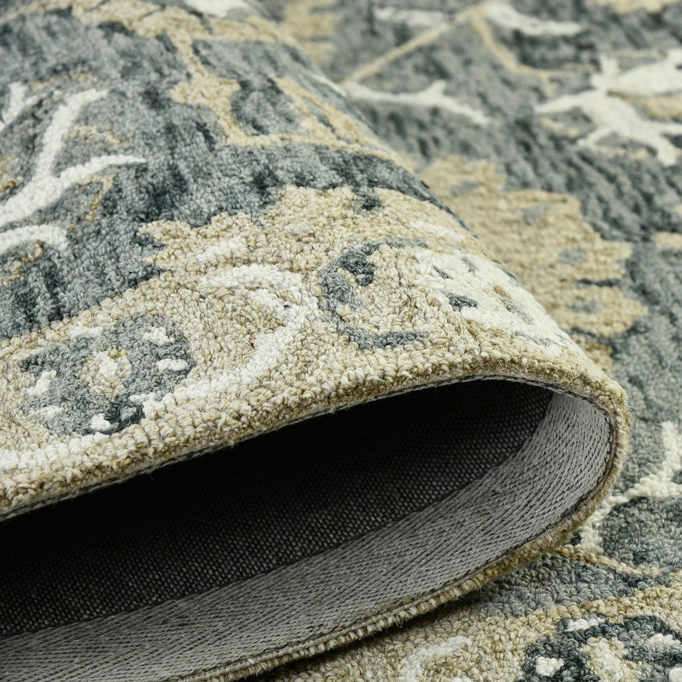 Romania Newburg Area Rug, Gray, 9' x 13', Floral