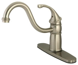 Kingston Brass Single-Handle Kitchen Faucet With Deck Plate, Brushed Nickel