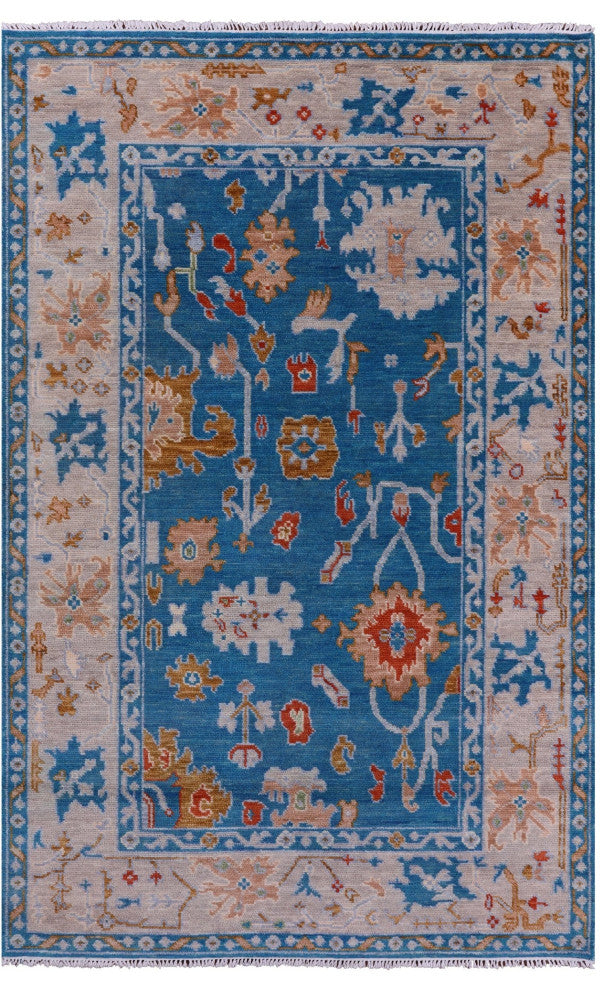 Handmade Turkish Oushak Wool Rug 5' 1" X 8' 0" - Q15870