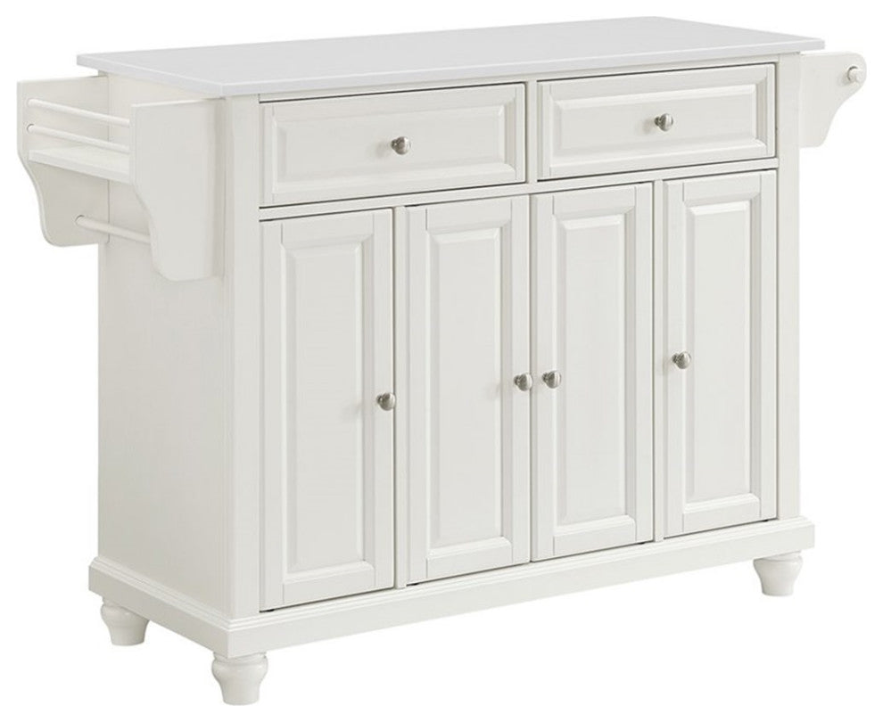Crosley Furniture Cambridge Wood Granite Top Kitchen Island in White