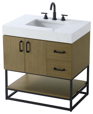 Home Living 32" Single Bathroom Vanity, Chestnut Brown