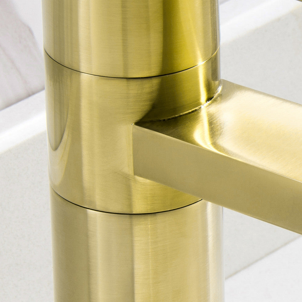 Deck Mounted Single Lever Handle Bathroom Sink Faucet, Brushed Gold