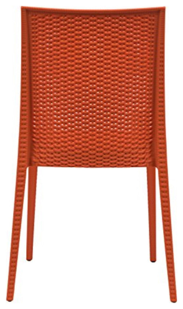 LeisureMod Weave Mace Indoor/Outdoor Dining Chair, Armless, Set of 4