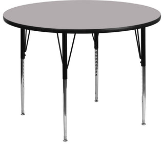 48'' Round Gray Thermal Laminate Activity Table-Adjustable Legs