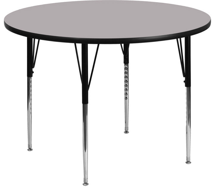 48'' Round Gray Thermal Laminate Activity Table-Adjustable Legs