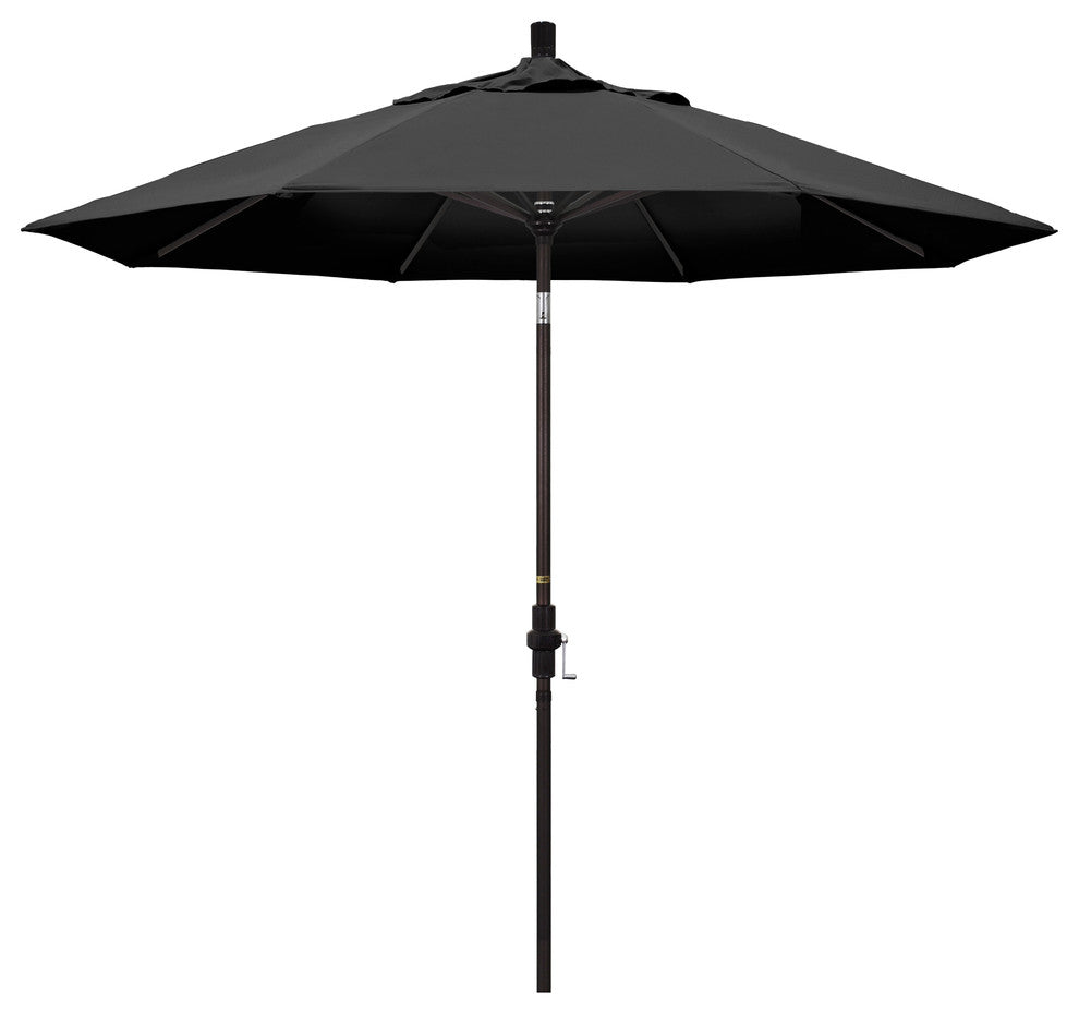 9'' Bronze Collar Tilt Crank Aluminum Umbrella, Black Olefin