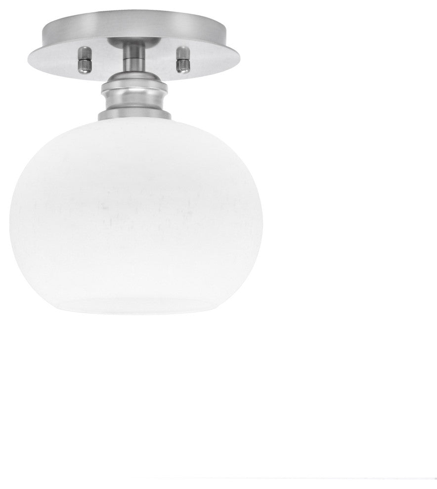 Edge 1 Light Semi-Flush, Brushed Nickel Finish, 7" White Muslin Glass