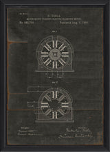 Tesla Electro Magnetic Motor Patent on Black Framed Print, Large