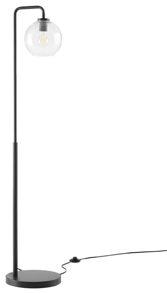 Silo Glass Globe Glass and Metal Floor Lamp, Black