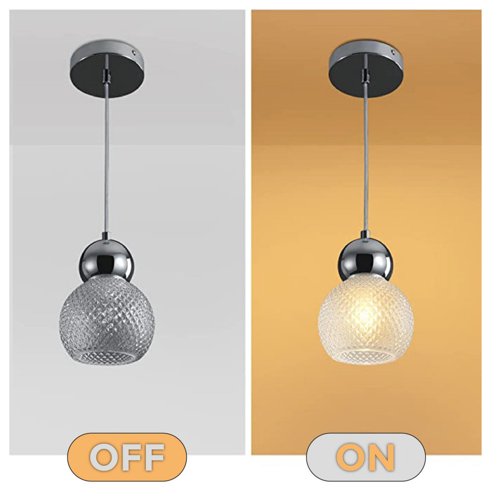Silver canopy lights Semi Flush Mount Hanging Light Modern Glass Pendant Lamp