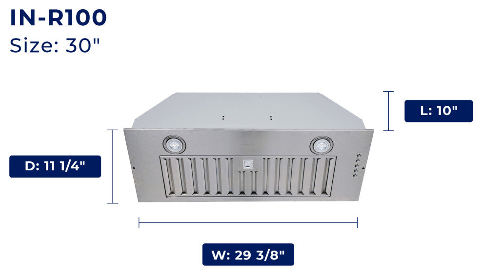 Hauslane | Chef Series Range Hood IN-R100 Recessed Style Kitchen Extractor