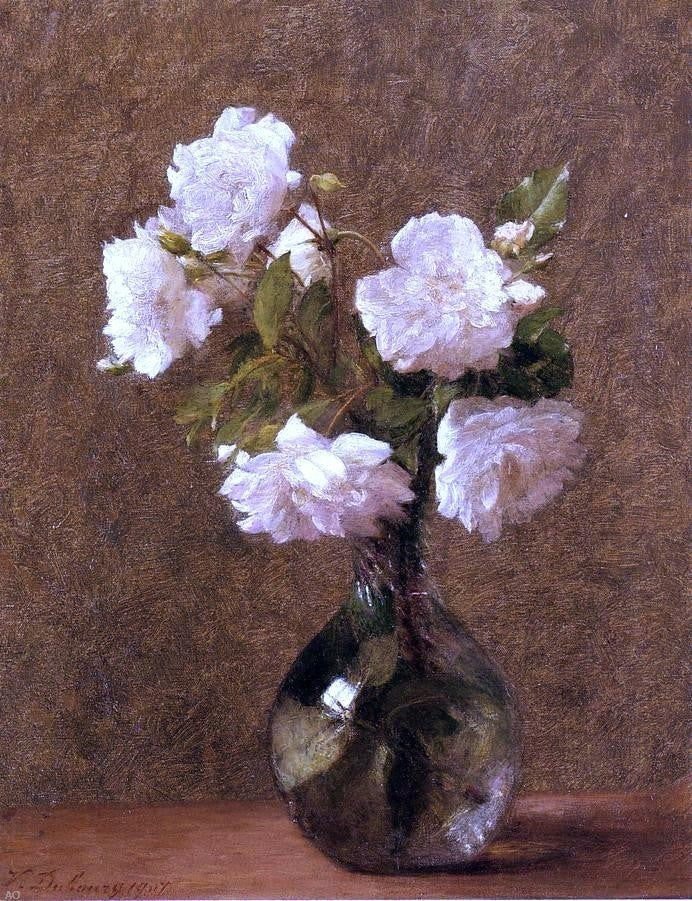 Victoria Dubourg Fantin-Latour White Roses in a Vase Gallery Wrapped Canvas