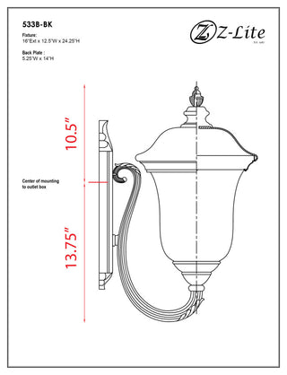 Z-Lite 533B Armstrong 24" Tall 3 Light Wall Sconce - Black