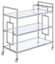 Bowery Hill Contemporary Clear Tempered Glass Serving Bar Cart