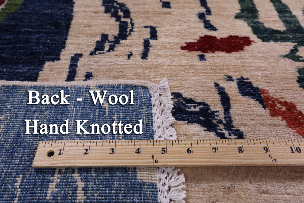 8' 1" X 10' 2" Modern Abstract Handmade Wool Rug Q11309