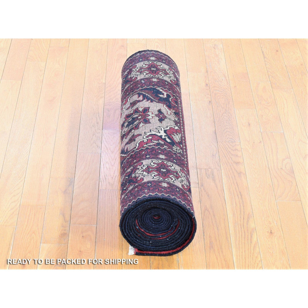Soft Pink, Afghan Khamyab, Shiny Wool Hand Knotted, XL Runner Rug, 3'0"x19'0"
