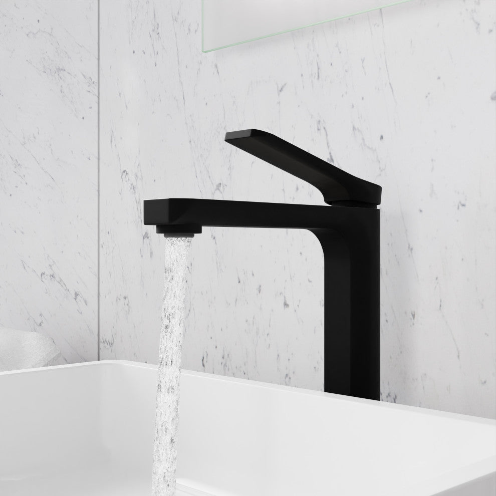 1-Handle Bathroom Vessel Sink Faucet, Matte Black and Brushed Nickel