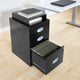 3 Drawer Locking Metal File Cabinet With Top Shelf, Black