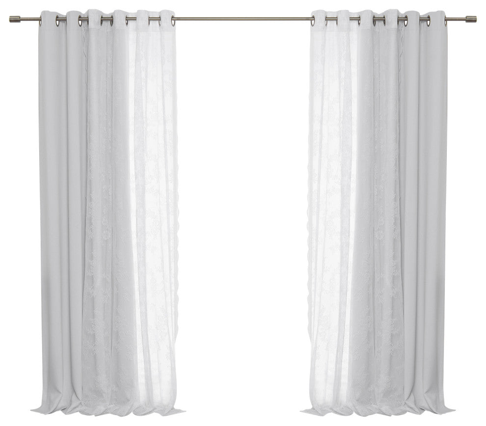 Rose Sheers and Blackout Curtains, Vapor, 52"x84"